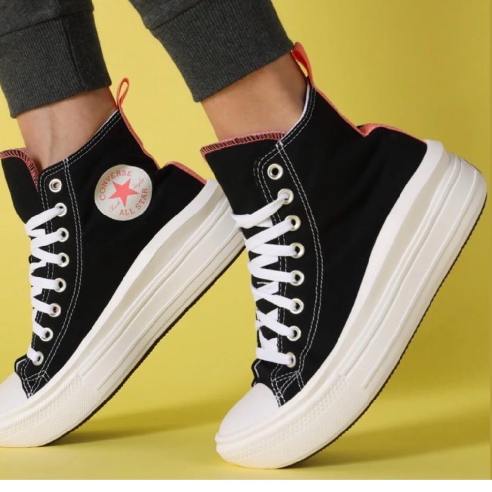 Converse High Top Platform Sneakers - Black/Pink